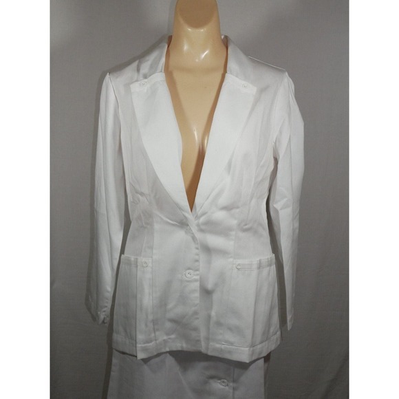 Vtg Work Force By Barco White Nurse Uniform Skirt Jacket Size 4 NOS - Picture 2 of 14